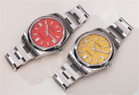 rolex red yellow orange color watch|Rolex oyster yellow dial.